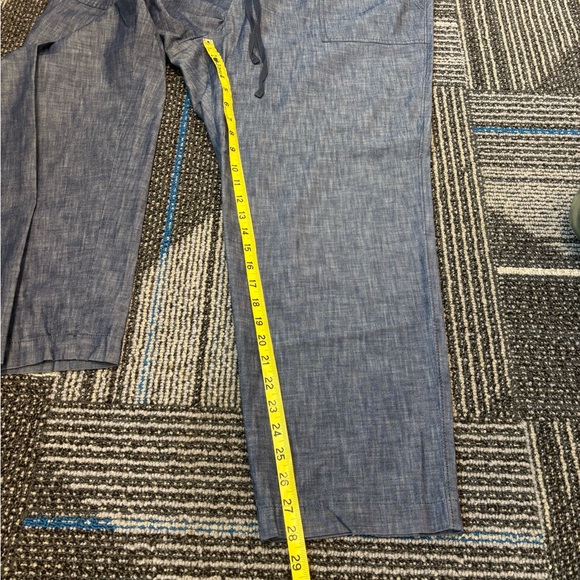 Talbots 18W Pull On Pants Chambray Blue Cotton Elastic drawstring - Picture 7 of 9